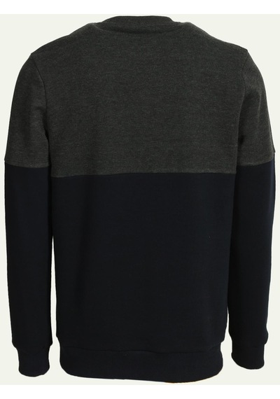 Antramelanj Erkek Bisiklet Yaka Logo Nakışlı 3 İplik Çift Renk Sweatshirt Ncs Jeans 1624-antramelanj Antrasit