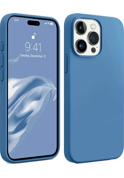 Apple iPhone Uyumlu - 15 Pro Max Kılıf First Silikon - Mavi
