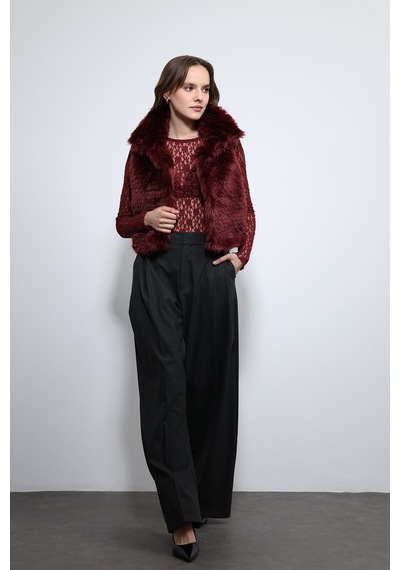 Antioch Peluş Görünümlü Yelek Bordo
