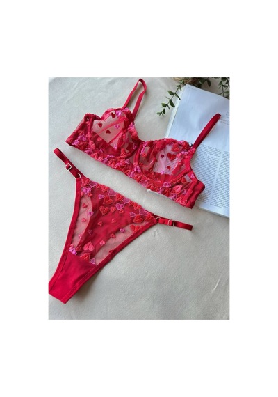 La Linaa Love Kırmızı Kalp Desenli Tanga Külotlu Sütyen Takım Kırmızı - 711255464 Kırmızı La Linaa Love Kırmızı Kalp Desenli Tanga Külotlu Sütyen Takım Kırmızı - 711255464 Kırmızı