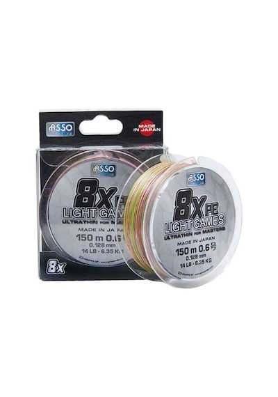 Asso 8x Light Games Pe 8 Örgü 40lb 0.128mm Spin İp Misina 150mt Multi Color