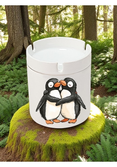 Penguen Baskılı 3'lü Seramik Küllük Kül Tablası - Küllük Modelleri, Küllükler, Kokusuz Küllük