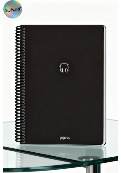 Spiralli 100 Yaprak Çizgili Orta Boy Sert Kapak Defter Kraft Kağıt 16x23 Cm Dışı Siyah