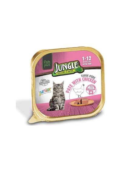 Jungle Junior Tavuklu ve Sütlü Pate Yavru Kedi Yaş Maması 100 G