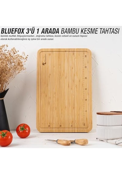 3'ü 1 Arada Bambu Kesme Tahtası: Doğrama Tahtası, Kesim Cetveli Ve Tepsi Fonksiyonlarıyla Mutfakta Pratik Çözüm, Diğer