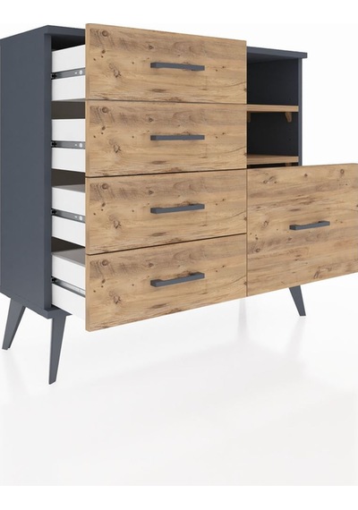 Arges Şifonyer 2 Raflı 5 Çekmeceli 88x30x80 Antrasit-çam Çam Arges Şifonyer 2 Raflı 5 Çekmeceli 88x30x80 Antrasit-çam Çam