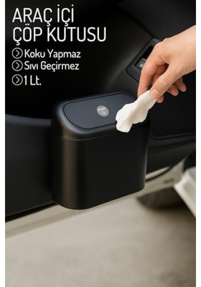 Life Kapaklı Taşınabilir Araç İçi Mini Çok Amaçlı Çöp Kutusu Mıt1254
