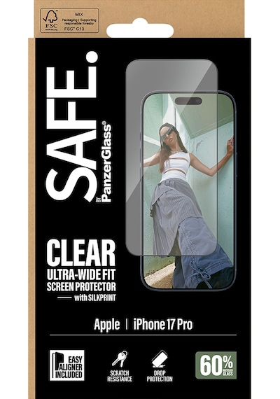 Safe. By Panzerglassİphone Uyumlu 17 Pro Ultra-wide Fit Siyah Çerçeveli Ekran Koruyucu - Çerçeve Aparatlı