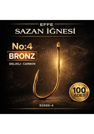 Effe Sazan İğnesi No:4 Bronz Delikli Carbon 100 Adet 92666-4