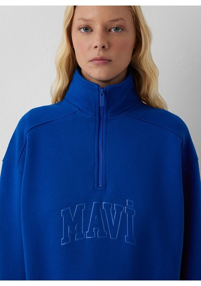 Mavi Yarım Fermuarlı Logo Sweatshırt Saks Mav Saks Kadın Sweatshirt M1s20130-70896