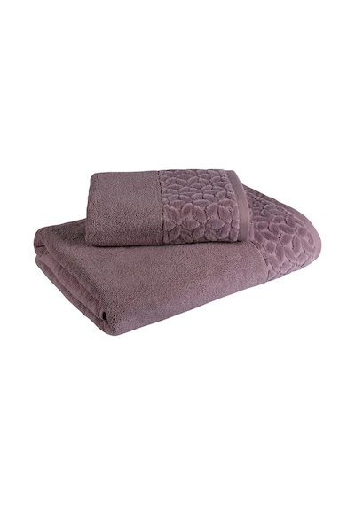 Fialka Jakarlı Çiçek Kare Havlu Mürdüm 80x150