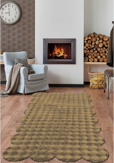 Raschel Carpet Lazer Kesim Vizon Yumuşak Bubble Kaymaz Özel Taban Peluş Halı Yolluk Vizon