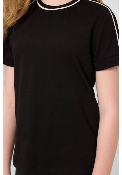 Siyah Pamuklu O Yaka Standart Fit Basic Kız Çocuk T-shirt - 75177 Siyah