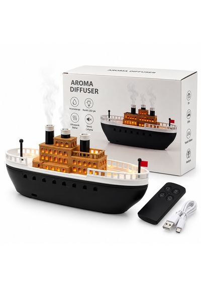 Aroma Dıffuser Gemi Işıklı Hava Nemlendirici Buhar Makine - Koku Giderici 250ml Krd-8769 4915