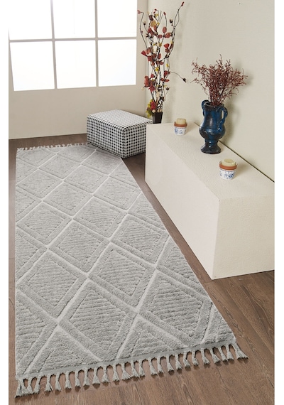Mariesse Home Elit Bukleli Yumuşak Koridor Kesme Yolluk Dokuma Makine Halısı Gri