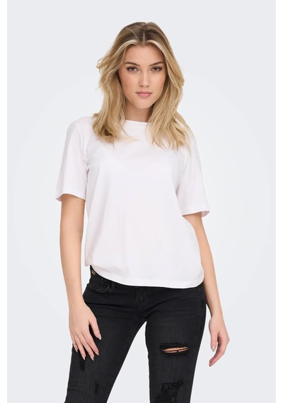 Only Kadın Bisiklet Yaka Beyaz T-shirt - 15270390 Beyaz Only Kadın Bisiklet Yaka Beyaz T-shirt - 15270390 Beyaz