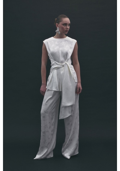 Sateen Camila Pantolon - Ekru-137188 Ekru