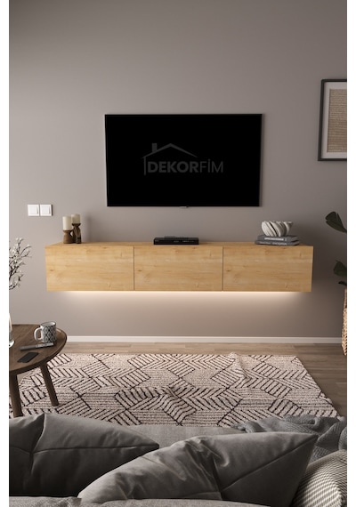 Df17103 Dolaplı Duvara Monte Tv Ünitesi 180 Cm Modern Askılı Dekoratif Stil Tv Sehpası Safir Meşe Df17103 Dolaplı Duvara Monte Tv Ünitesi 180 Cm Modern Askılı Dekoratif Stil Tv Sehpası Safir Meşe