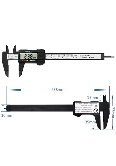 Kumpas Dijital Karbon Fiber Hassas 150mm Kalınlık Ölçer