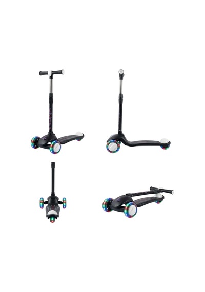 Scooter Pro Katlanabilir 3tekerli Led Işıklı 3kademeli Direksiyon 50kğ Taşıma Kapasiteli 3+yaş Siyah