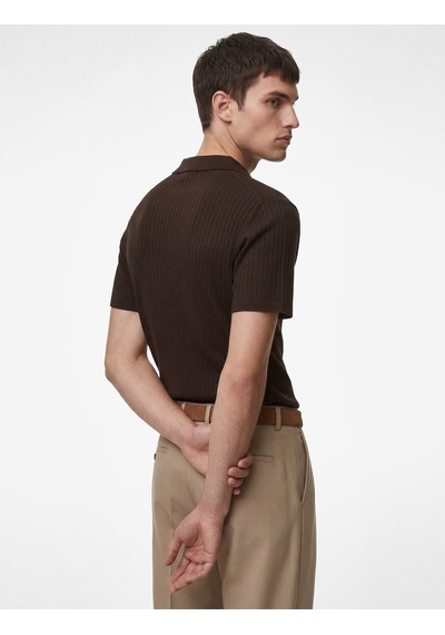 Koton Kısa Kollu Pamuklu Slim Fit Polo Yaka Tişört Kahverengi 6sam10291mk Kahve