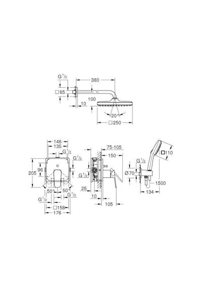 Grohe Cubeo Duş Sistemi Tempesta 250 İle - 1053360000 Gümüş