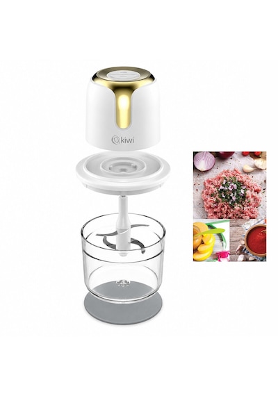 Usb To Type-c Şarjlı Mini 3 Bıçaklı Gold Blender Rondo Gıda Doğrayıcı 1.2lt Mika Kristal Hazne Kc-8221