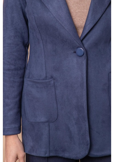 Kadın Hafif Likralı Süet Kumaş Cep Detaylı Düğmeli Blazer Hafif Uzun Ceket-lacivert Lacivert Kadın Hafif Likralı Süet Kumaş Cep Detaylı Düğmeli Blazer Hafif Uzun Ceket-lacivert Lacivert