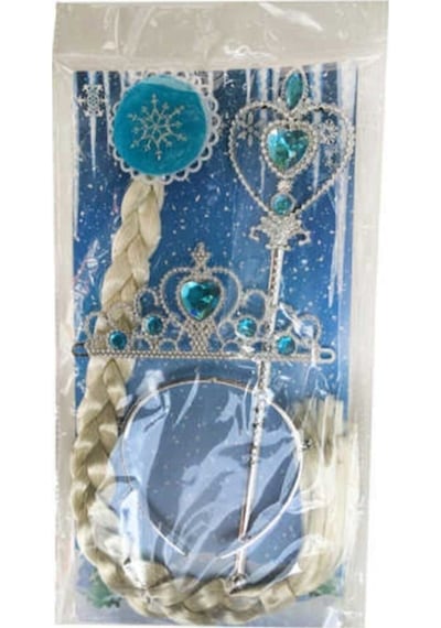 Çocuk Karlar Ülkesi Frozen Elsa Anna Sihirli Asa Saç ve Taç  Seti