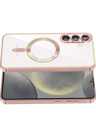 Samsung Galaxy S26 Plus Uyumlu Kılıf Kamera Lens Koruyuculu Magsafe Özellikli Telefon Kılıfı Kapak Rose Gold