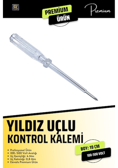 Yıldız Kontrol Kalemi 100-250 Volt Ölçme Özellikli Mekanik Elektrik Kontrol Kalemi