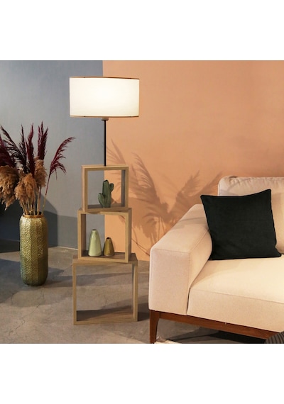 Homing Kumaş Başlıklı Modern Raflı Lambader Ayd-2903