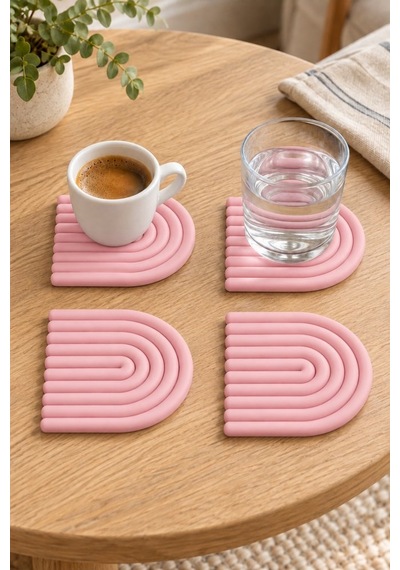 Mını Arch Gökkuşağı %100 Silikon Bardak Altlığı 8 Cm 4'lü Set Nud Çok  Renkli