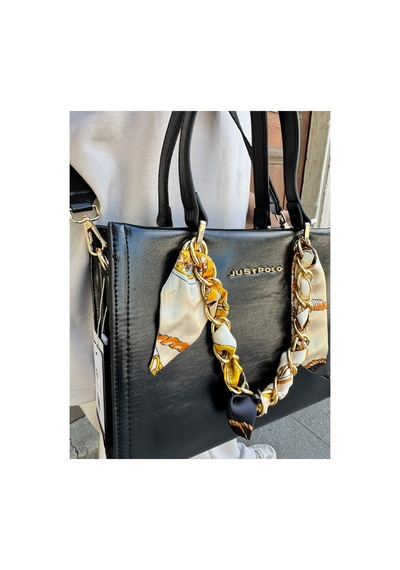 Just Polo Orijinal Kadın Omuz Ve Çapraz Askılı Zincir Detaylı Günlük Veya Özel Kullanıma Uygun Lüks Kol Çantası Shopper 25x20x9 Cm Siyah
