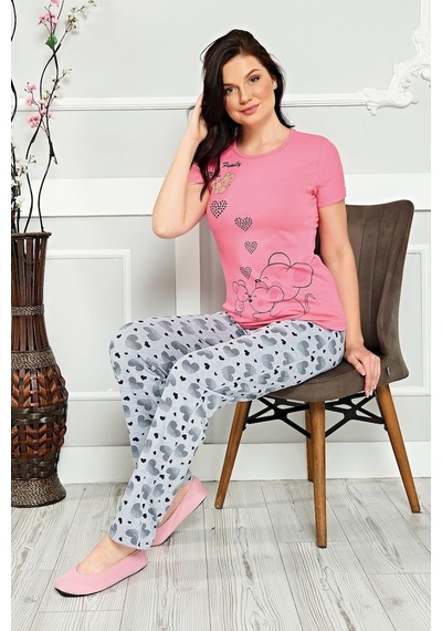 Alperi 78-435 Kadın Mint Siyah Kısa Kol Pijama Takımı