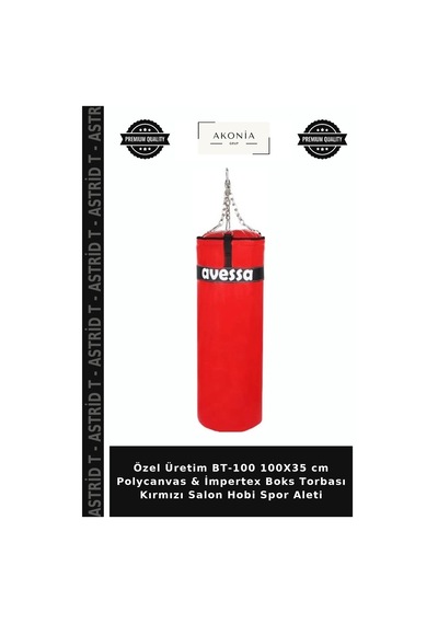 Özel Üretim Bt-100 100x35 Cm Polycanvas & İmpertex Boks Torbası Kırmızı Salon Hobi Spor Aleti