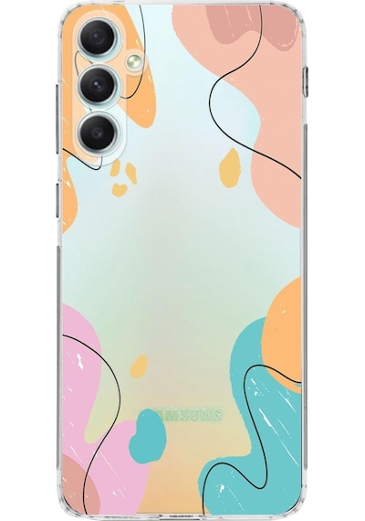 Samsung Galaxy A34 Uyumlu Kamera Korumalı Kapak Karışık Renkler Tasarımlı Şeffaf Kılıf Şeffaf