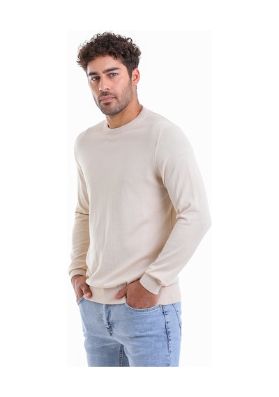 Hatemoğlu Erkek Regular Fit Düz Bisiklet Yaka Pamuklu Triko Kazak Bej Bej - Beyaz Hatemoğlu Erkek Regular Fit Düz Bisiklet Yaka Pamuklu Triko Kazak Bej Bej - Beyaz