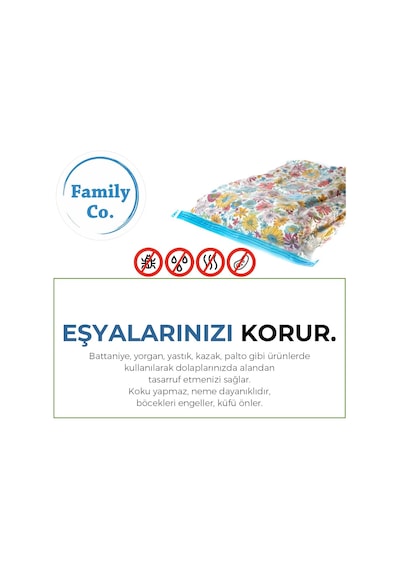 Family Co. Vakumlu Hurç Poşet Setleri 3 Parça 80x100-2, 100x130-1 Diğer