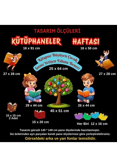 Kütüphaneler Haftası Okul Panosu Seti 01 Kitap Sevgisi Temalı Figürlü Sınıf Süsü Hazır Kesim 7