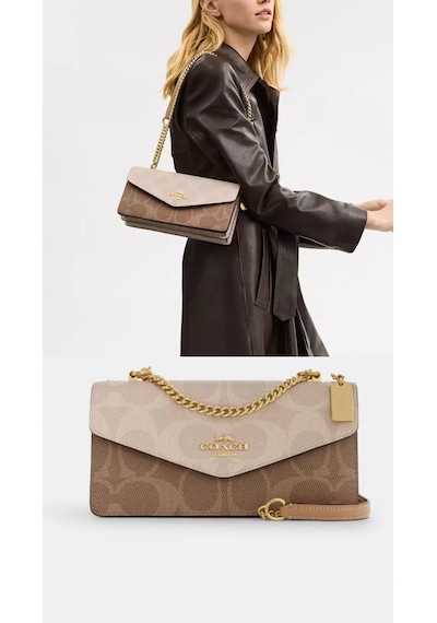 Coach Klare Envelope Crossbody Kadın Çanta Logolu Krem