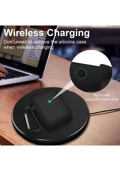 Airpods 1/2. Nesil İle Uyumlu İnce Ve Hafif Silikon Kılıf, Yumuşak Esnek Tasarım, Anahtarlıklı, Kablolu Ve Kablosuz Şarj Uyumlu, Günlük Kullanım Aksesuarı Siyan A1523 A1722 A1602 A2031 A2032