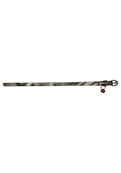 Gri Renkli Alacalı Desen Derili 1 CM Metal Kilit Tokalı Zilli Ked