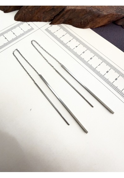 316 L Çerrahi Çelik Bur Çubuk Küpe Gümüş Renk Çubuk Küpe Zincir Küpe Altın-gümüş-siyah