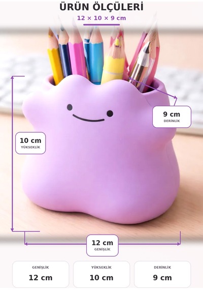 Cute Ditto Kalemlik Kız Çocuk Odası Dekoratif Masa Üstü Kalemlik Pembe