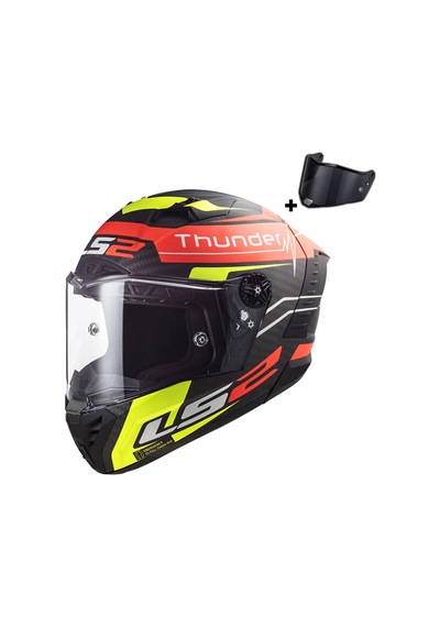 Ls2 Thunder Karbon Attack Mat Kırmızı-neon Sarı Kask Mat Kırmızı