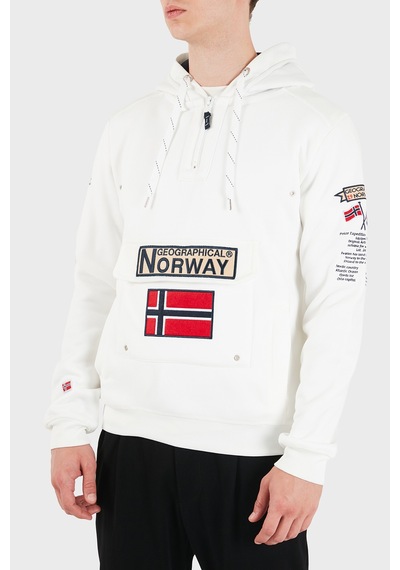 Norway Geographical Kapüşonlu Yarım Fermuarlı Outdoor Sweat Erkek Sweat Gymclassa100 Beyaz
