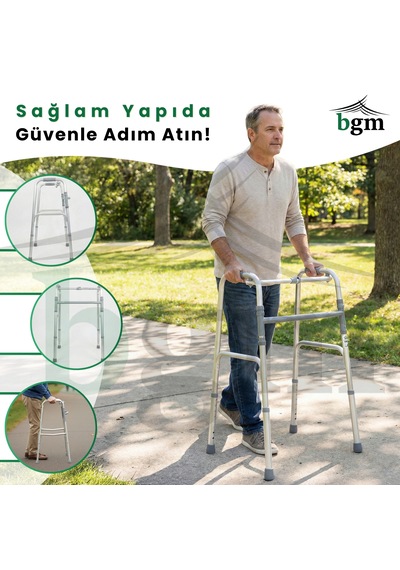 Yürüteç Walker Hasta Yürüteci Yüksek Kalite Katlanır Walker 8 Kademeli Ayarlanabilir Yürüteç