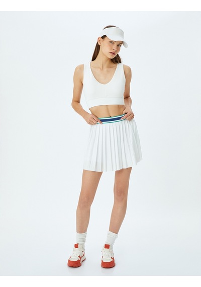 Koton U Yaka Kaplı Kolsuz Çapraz Sırt Detaylı Slim Fit Sporcu Sütyeni Ekru 5sak30019nk Ekru