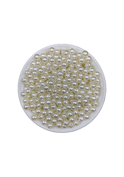 50gr 8mm Krem Renk Lüks / Lüx Kaplama Plastik Inci Boncuk , Takı Yapım Boncuğu 50gr, 200 Adet - 693887072